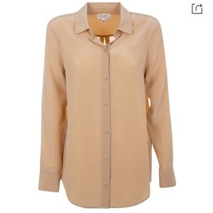 Equipment Essential Long Sleeved Shirt in Sesame